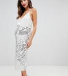Asos Design Maternity Midi Sequin Tube Skirt