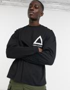 Asos Unrvlld Spply Oversized Long Sleeve T-shirt In Black With Chest Print