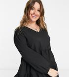 Yours Blouse With Tiered Hem In Black