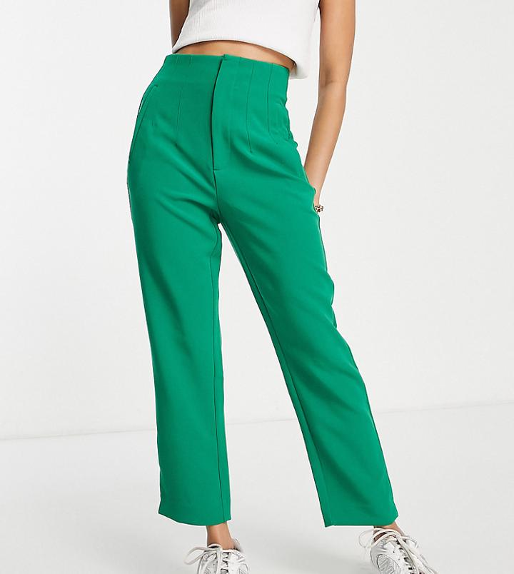 Stradivarius Petite Slim Tailored Pants In Green