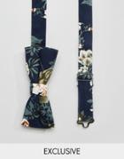 Reclaimed Vintage Floral Bow Tie In Navy - Navy