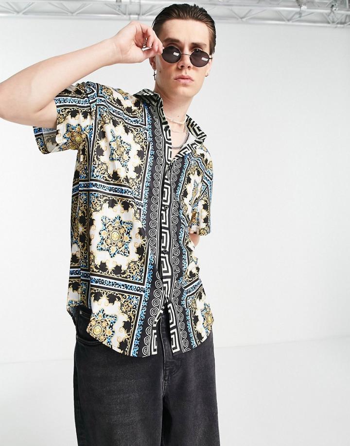 Sixth June Shirt In Blue With All Over Tile Print - Part Of A Set