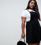Asos Design Curve Square Neck Mini Pinafore Dress - Black