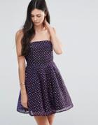 Pixie & Diamond Polka Dot Bandeau Skater Dress - Purple