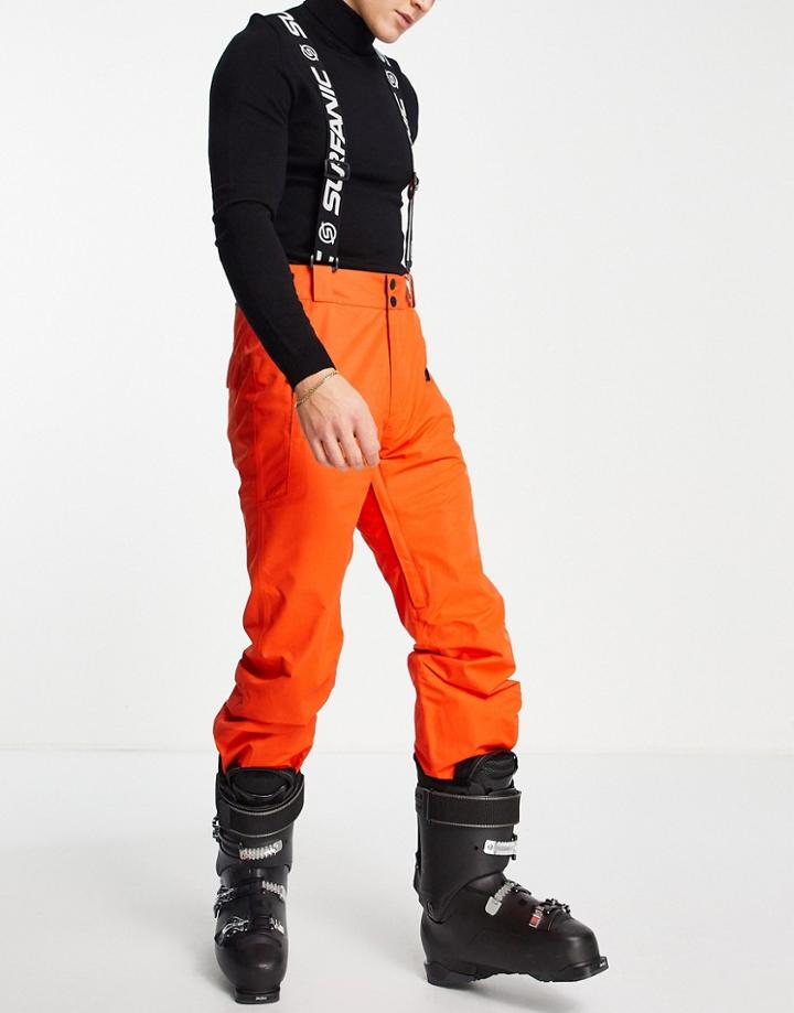 Surfanic Comarade Waterproof Technical Snow Pants In Orange