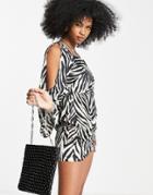 Topshop Animal Bell Sleeve Mini Dress In Multi