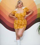 Labelrail X Francesca Perks Mini Dress With Collar In Yin And Yang Knit-yellow