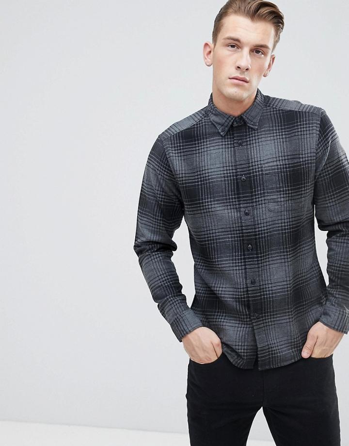Esprit Regular Fit Brushed Check Shirt - Gray