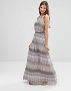 Lavand Linear Print Maxi Dress - Gray
