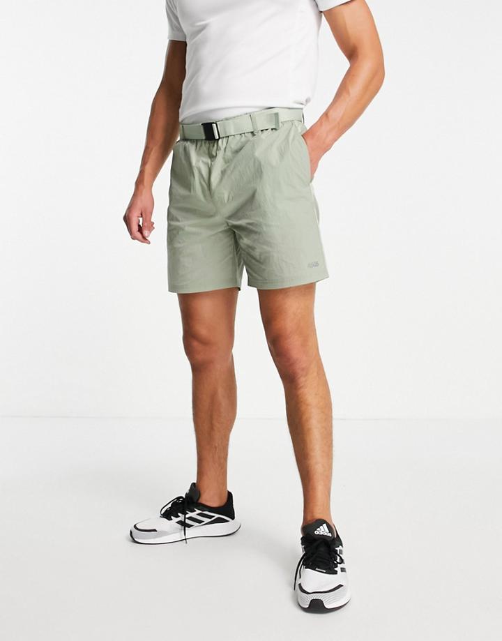 Asos 4505 Training Shorts In Nylon With Belt Detail-green