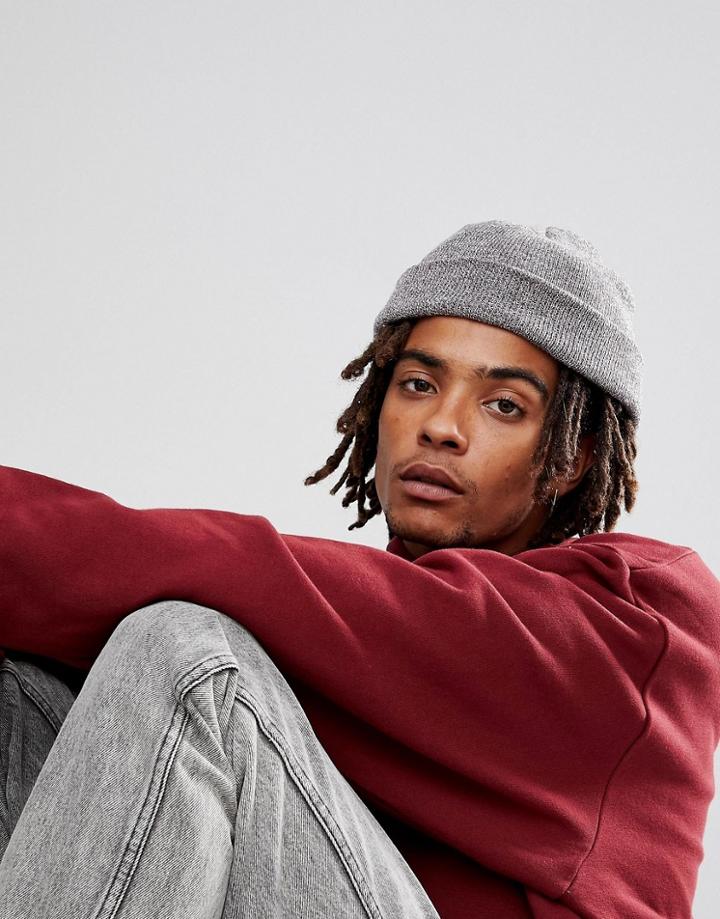 Asos Fisherman Beanie In Gray Twist - Gray