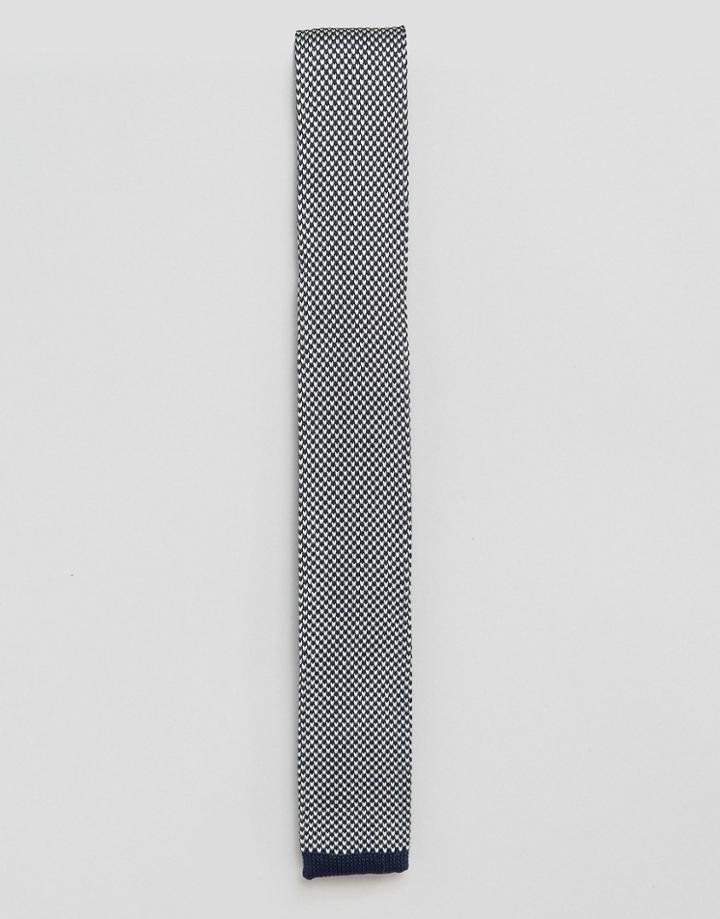 Penguin Formal Navy And White Knitted Tie - Navy