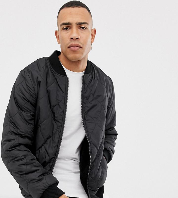 Jacamo Tall Quilted Jacket With Fleece Lining - Black