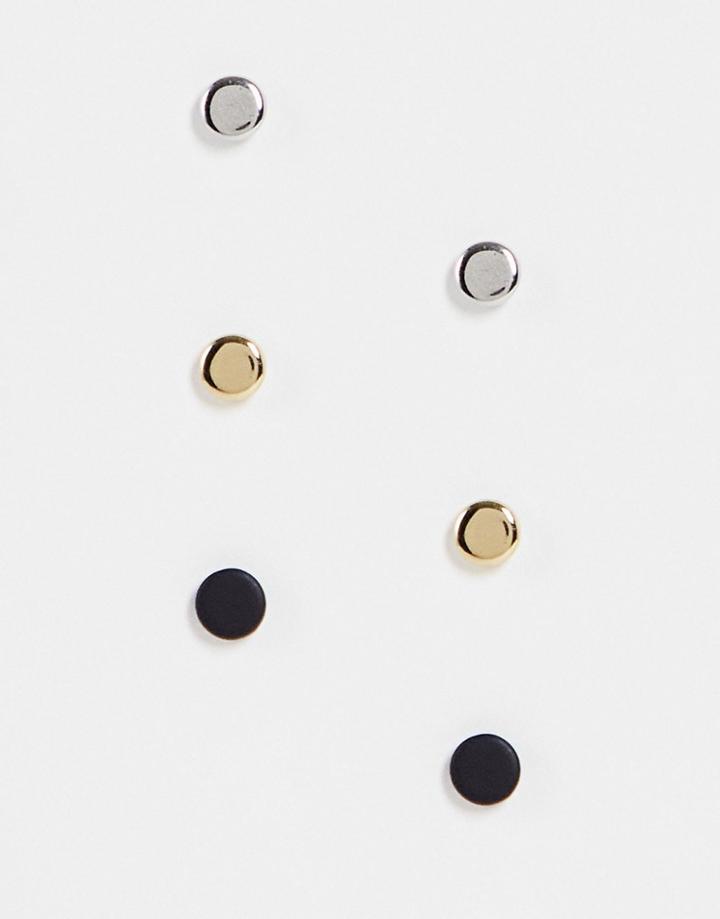 Topman 6 Pack Of Mixed Metal Stud Earrings-multi