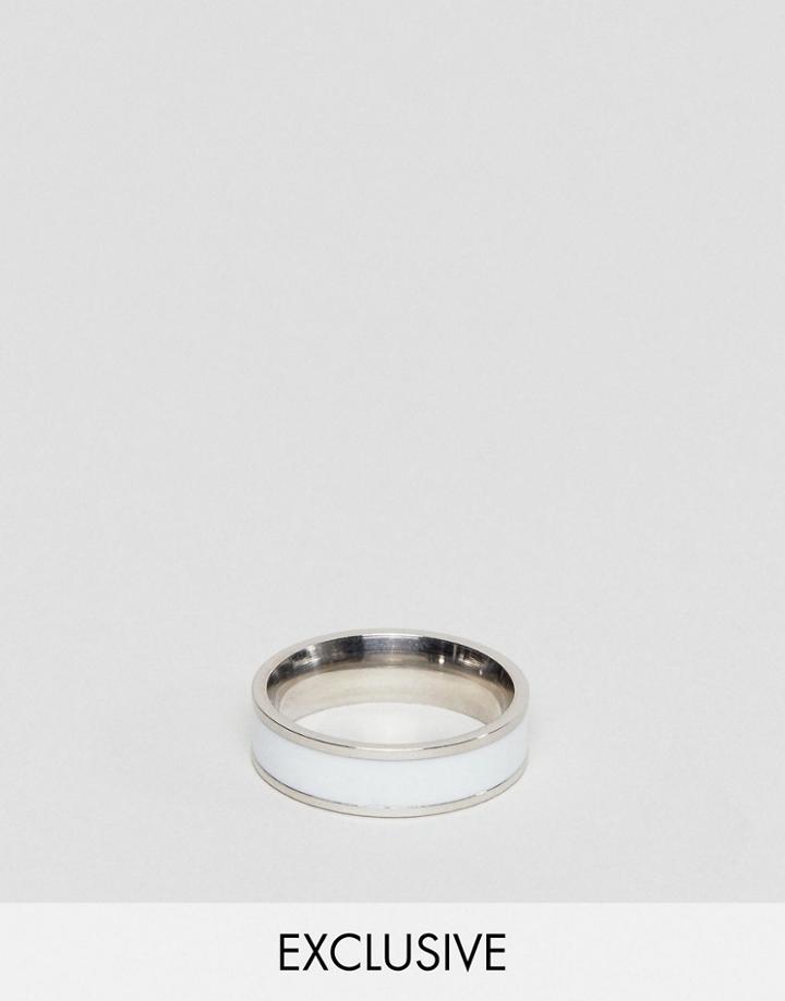 Reclaimed Vintage Inspired Ring With White Band - Silver