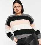 Brave Soul Plus Striped Sweater-pink