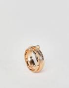 Asos Design Ring With Vintage Style Triple Band In Gold - Gold