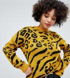 Missguided Sweater In Yellow Leopard - Yellow