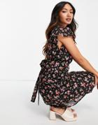 French Connection Ditsy Floral Print Mini Dress In Black