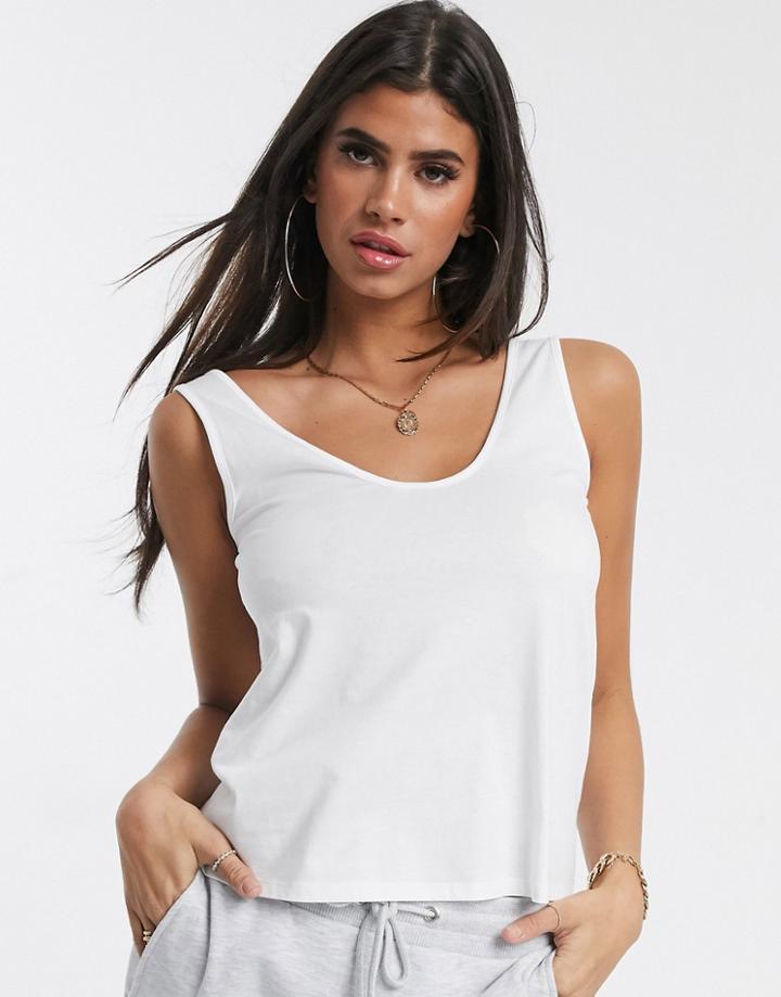 Asos Design Ultimate Organic Cotton Scoop Neck Tank Top In White