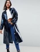 Asos Trench In High Shine - Purple