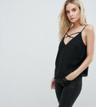 Asos Petite Swing Cami With Strap Detail Front - Black