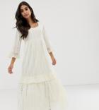 Vero Moda Petite Broderie Smock Maxi Dress - Cream