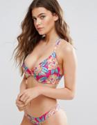 Asos Fuller Bust Mix And Match Hidden Underwire Bikini Top In Carnival Floral Print - Multi