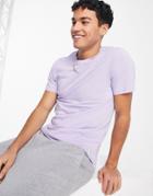 Jack & Jones Essentials Longline T-shirt With Curve Hem In Lilac-purple