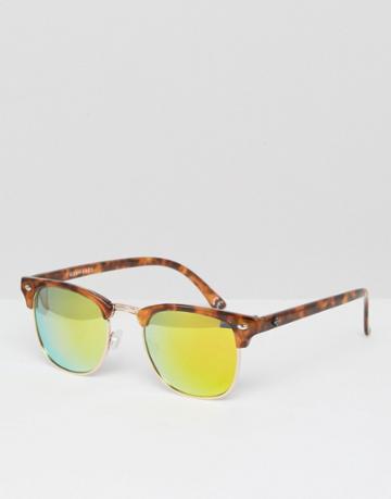 Toyshades Half Frame Sunglasses With Mirror Lens - Brown