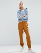 Asos Washed Peg Pants With Poppers - Yellow