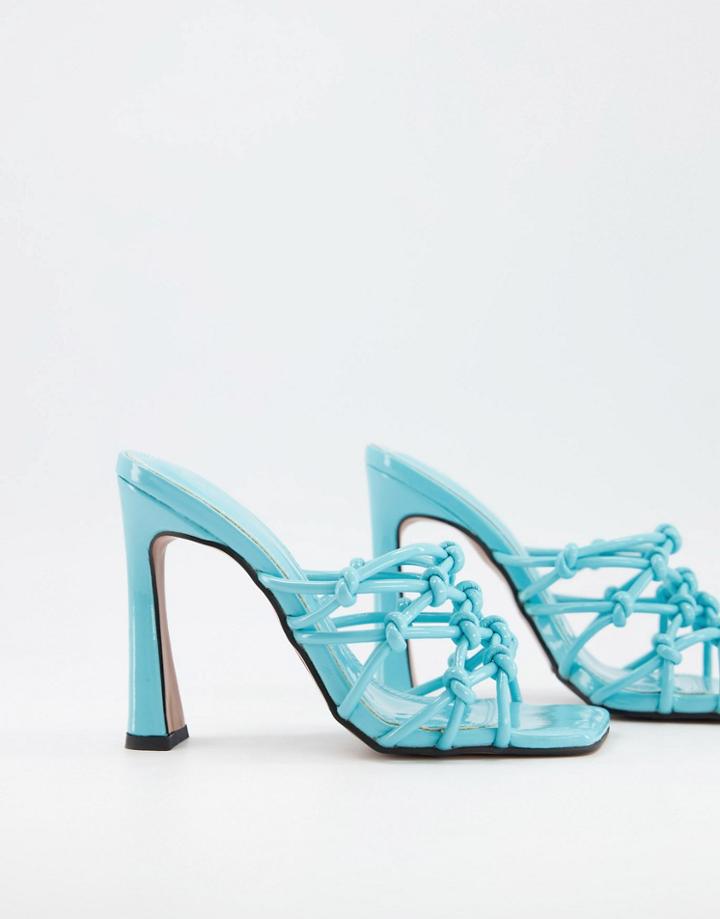 Asos Design Nako Knotted High Heel Mules In Blue-blues
