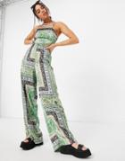 Heartbreak Scarf Print Wide Leg Pants - Part Of A Set-multi