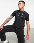 Armani Exchange Text Logo Print T-shirt In Black