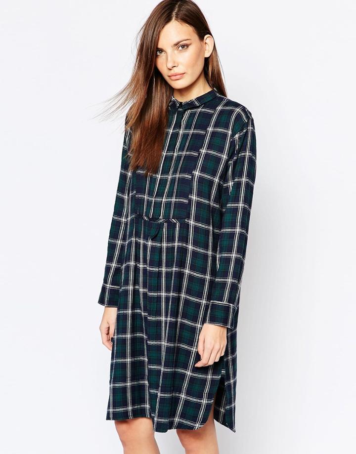 Just Female Free Shirt Dress - Blue Check