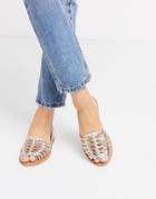 Asos Design Florentine Woven Leather Sandal In Metallics-multi