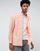Asos Oversized Shirt In Pink Overdyed Bleach Twill - Pink