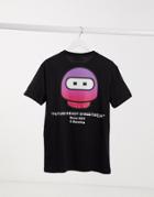Bershka T-shirt With Manga Print In Black