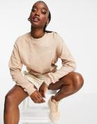 Na-kd Logo Print Sweatshirt In Beige-neutral