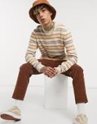 Asos Design Knitted Oversized Textured Stripe Sweater In Orange