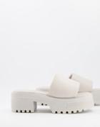 Asos Design Tile Chunky Padded Mid Heeled Sandals In Off White