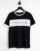 Tommy Hilfiger Lounge T-shirt With Chest Stripe Logo In Black