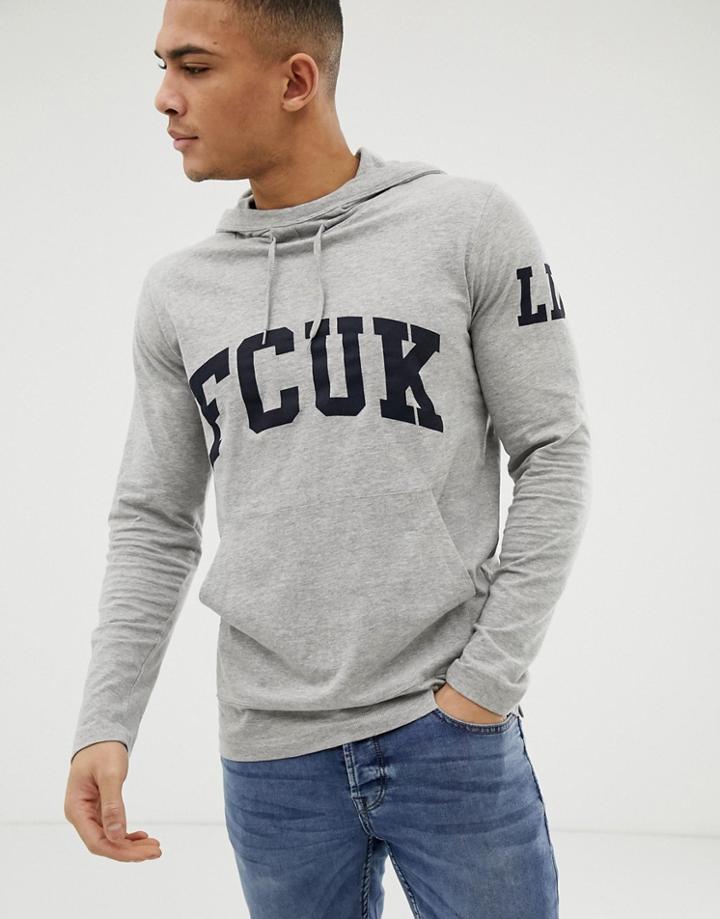 French Connection Long Sleeve Logo Hooded Top-multi