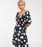 Whistles Exclusive Ruched Bodice Jersey Mini Dress In Black-multi