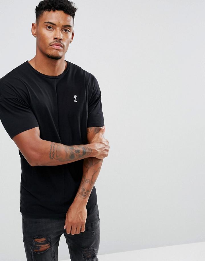 Religion T-shirt With Asymmetric Hem - Black