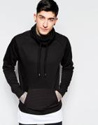 Dead Vintage Cowl Neck Sweat With Kangaroo Pocket - Black