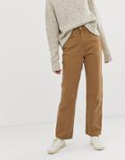 Weekday Row Slim Straight Jeans With Organic Cotton In Camel - Brown