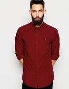 Farah Poplin Shirt In Slim Fit - Dark Rose