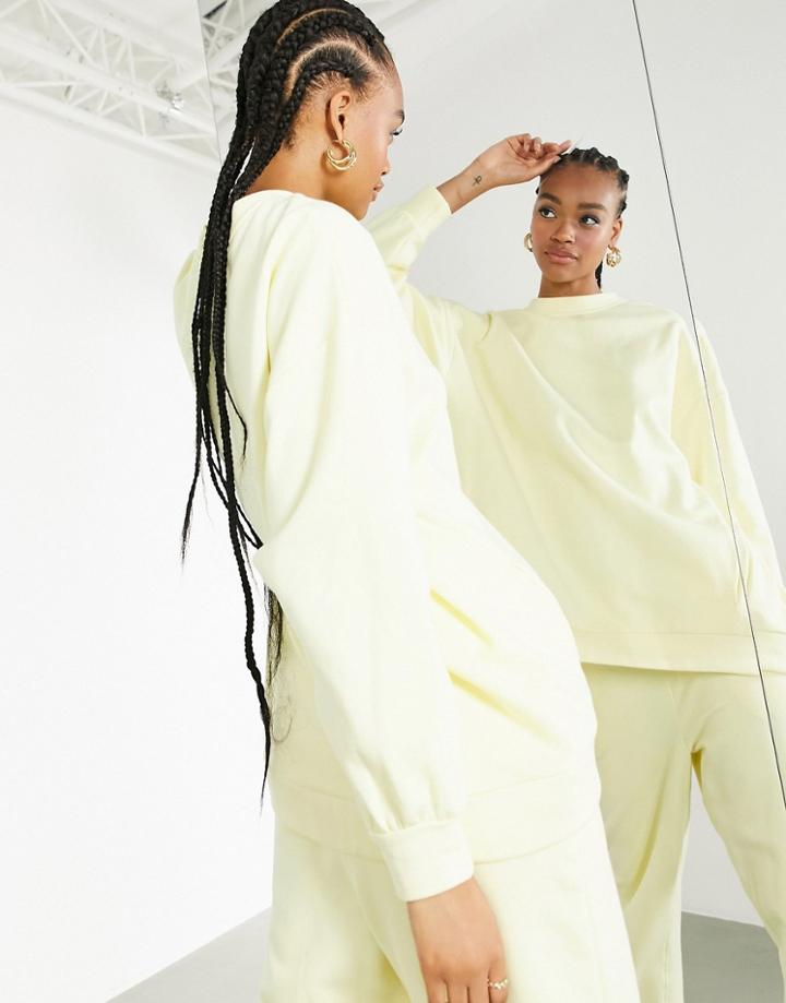 Asos Edition Oversized Sweatshirt In Pale Yellow-white