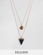 Designb Triangle & Stone Necklaces In 2 Pack - Gold